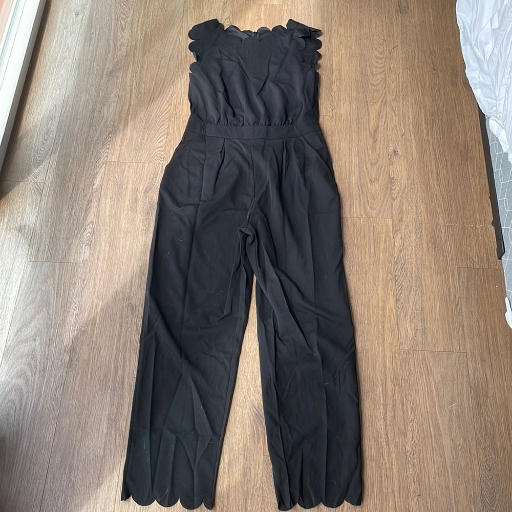 Black scalloped hem jumpsuit